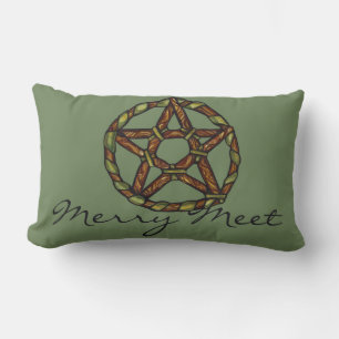 Green Witch Pagan Pentacle Nature Wicca            Lumbar Pillow