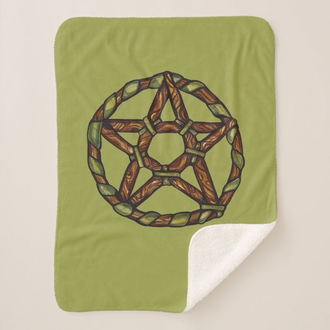 Green Witch pentagram Nature Witches               Sherpa Blanket (Front)
