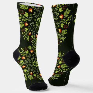 Green witch potion mushroom plants fun nature socks