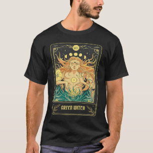 Green Witch Tarot Card Pagan Wicca Wiccan Retro Vi T-Shirt