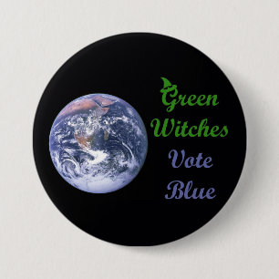 Green Witches Vote Blue 3 Inch Round Button