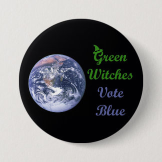 Green Witches Vote Blue 3 Inch Round Button