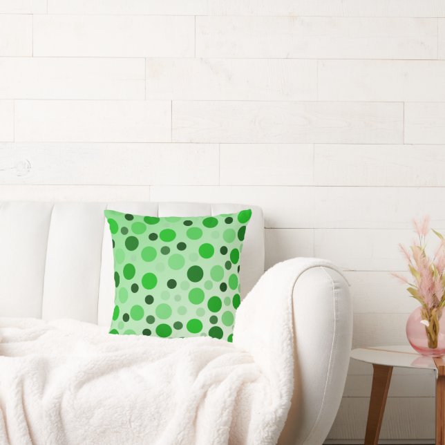 Green With Envy Polka Dots,  Throw Pillow (Couch)