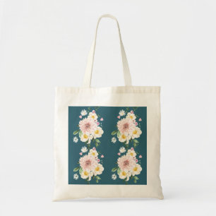 Green with flowers tote bag