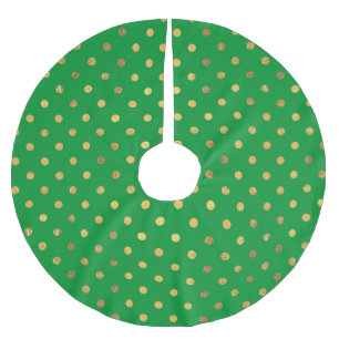 Green with Gold Glitter Dots Brushed Polyester Tree Skirt