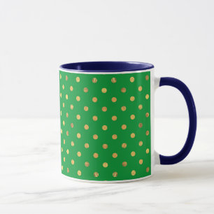 Green with Gold Glitter Dots Mug