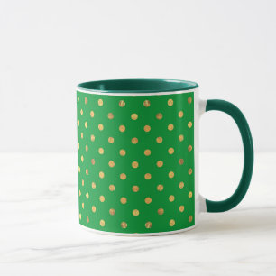 Green with Gold Glitter Dots  Mug