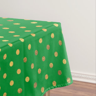 Green with Gold Glitter Dots Tablecloth