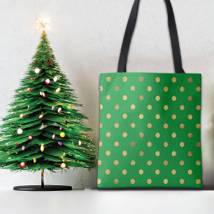 Green with Gold Glitter Dots  Tote Bag