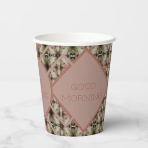 Green With Grey And Rosy Pink Paper Cups