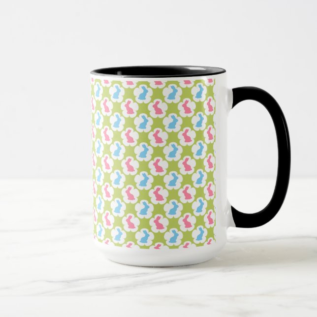 GREEN WITH PINK & BLUE EASTER BUNNIES MUG (Right)