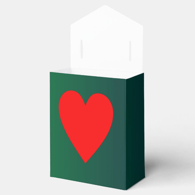 Green with Red heart >Valentines Favour Box (Opened)