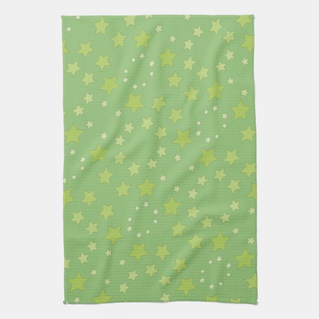 Green With Stars Kitchen Towel (Vertical)