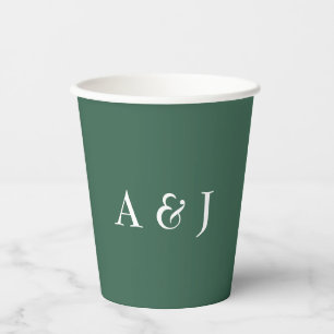 Green with White Monogram Paper Cups