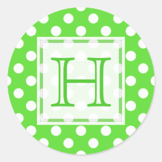 Green With White Polka-dot Monogram Stickers