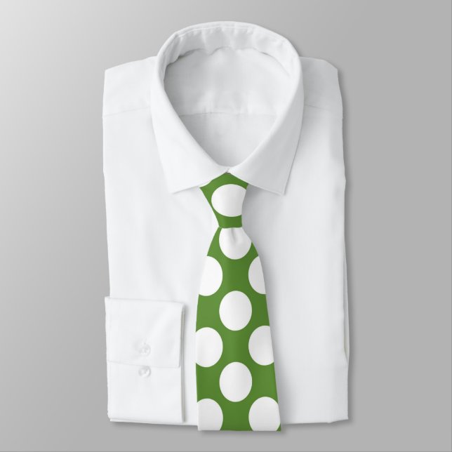 Green with White Polka Dots Retro Tie (Tied)