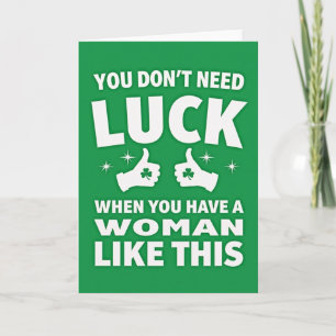 Green Woman Luck Text Card