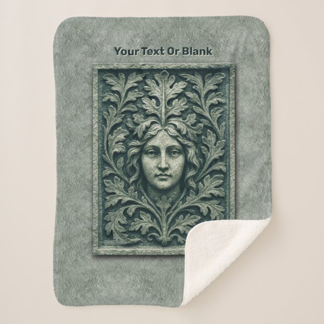 Green Woman - Stone Sherpa Blanket (Front)