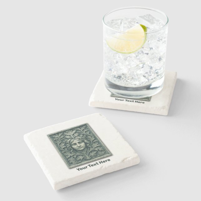 Green Woman - Stone Stone Coaster (Side)