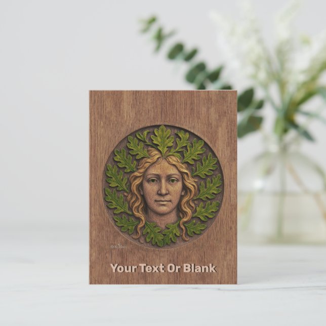 Green Woman - Wood Holiday Postcard (Standing Front)