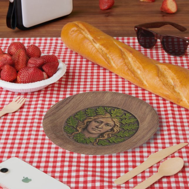 Green Woman - Wood Paper Plate (Picnic)