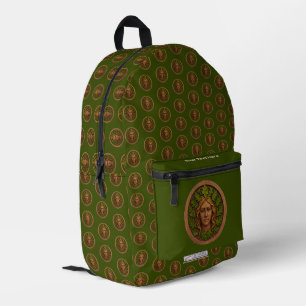 Green Woman - Wood Printed Backpack