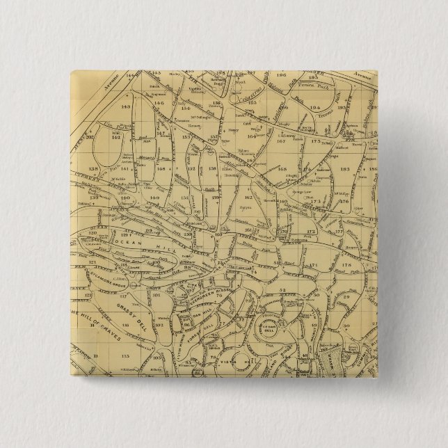 Green Wood Cemetery 2 Inch Square Button (Front)