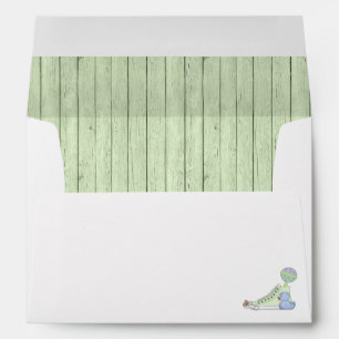 Green Wood Lined Baby Shower Envelope