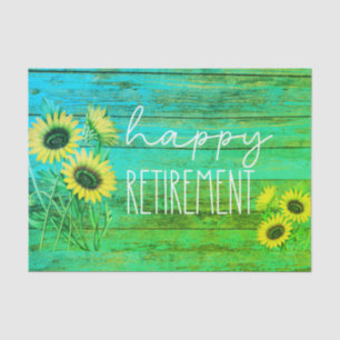 Green Wood Sunflowers Happy Retirement Tissue Paper