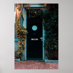 GREEN WOODEN DOOR WITH GLASS POSTER
