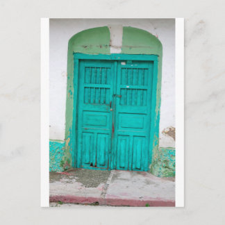 Green wooden doors postcard