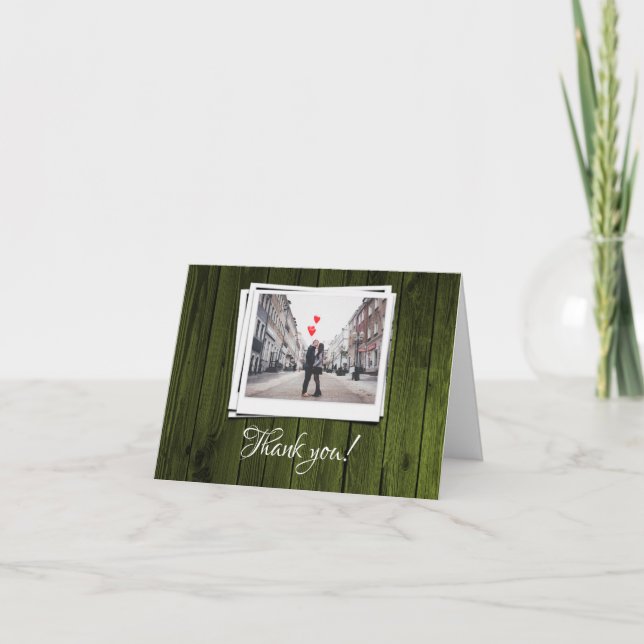 Green Wooden Photo Merci Cartes (Devant)