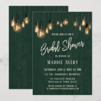 Green Wooden Wall w/ Edison Lights Bridal Shower