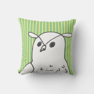 Green Woodland Animal Art Cute Owl Throw Pillow