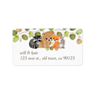 Green Woodland Animal Retourner Adresse Étiquettes