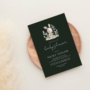Green Woodland Cute Animal Baby Shower Invitation