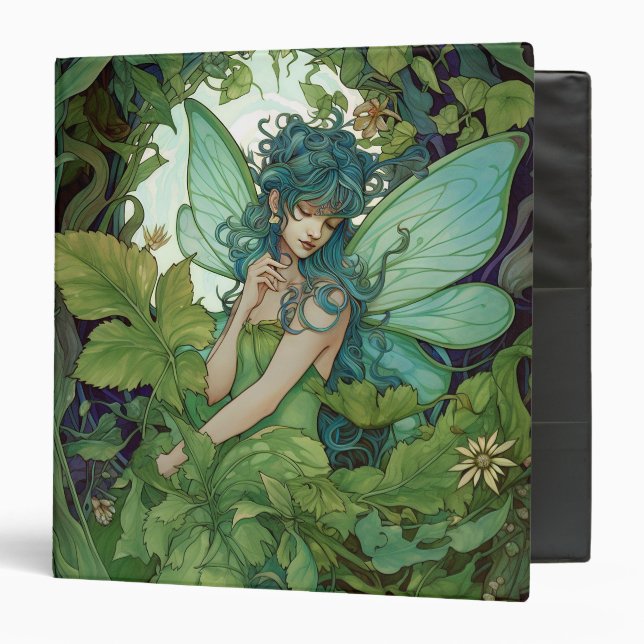 Green Woodland Fairy Fantasy Art Binder (Front/Inside)