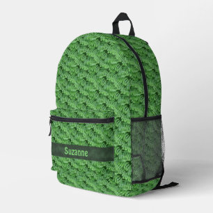 Green Woodland Ferns Nature Personalized Printed Backpack