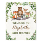 Green Woodland Forest Baby Animals Welcome Poster