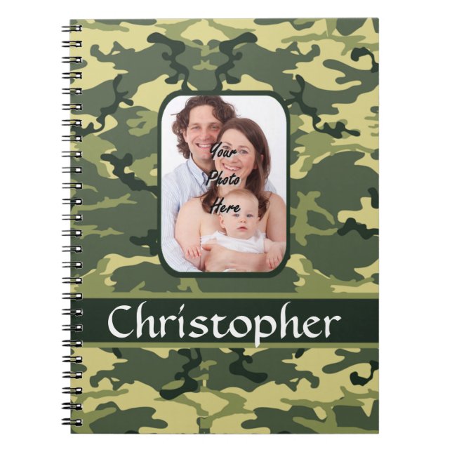 Green woodland forest camouflage notebook (Front)