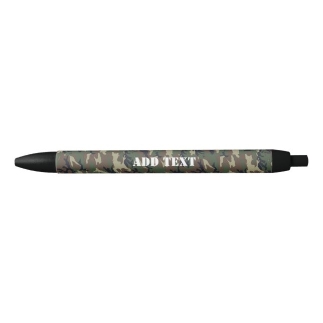 Green Woodland Military Camouflage Pattern Blue Ink Pen (Front)