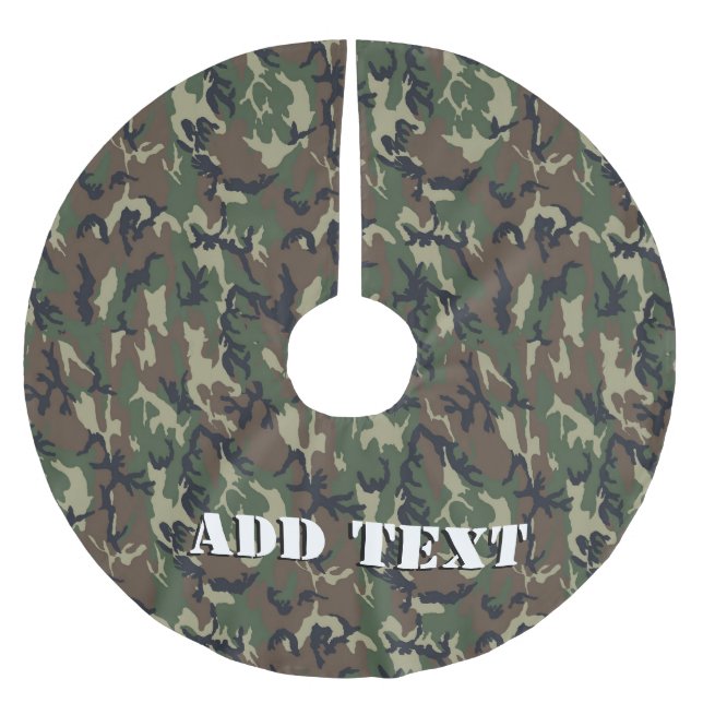 Green Woodland Military Camouflage Pattern Brushed Polyester Tree Skirt (Front)
