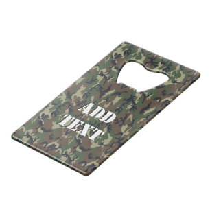 Green Woodland Military Camouflage Pattern Credit Card Bottle Opener