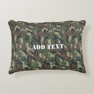 Green Woodland Military Camouflage Pattern Decorative Pillow