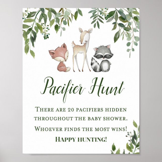 Green Woodland Table Game Sign - Pacifier Hun 8x10 (Front)