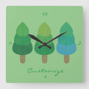 Green Woodland  Trees Thunder_Cove  Square Wall Clock