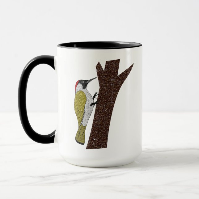 Green Woodpecker Illustration Mug (Left)