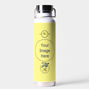 Green Woodpecker in Flight Monogram Water Bottle