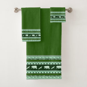 Green woods bath towel set