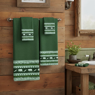 Green woods bath towel set